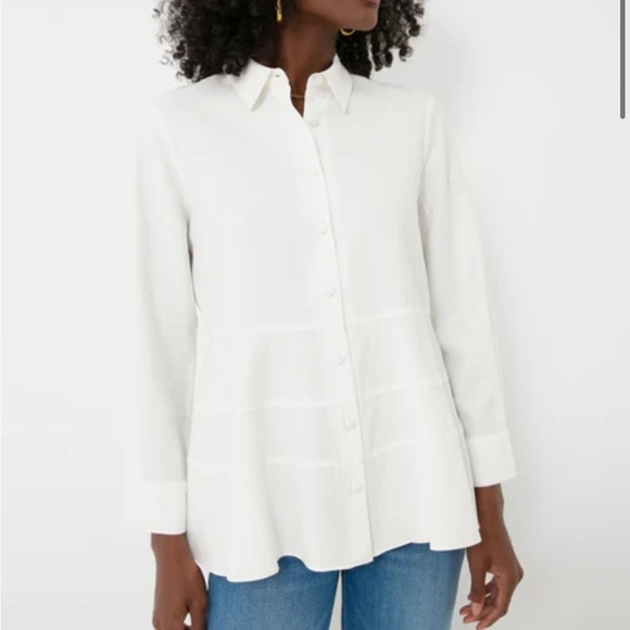 Tuckernuck Tops - Tuckernuck POMANDER PLACE Ashlen Blouse White Long Sleeve Fit Flare Sz S NEW